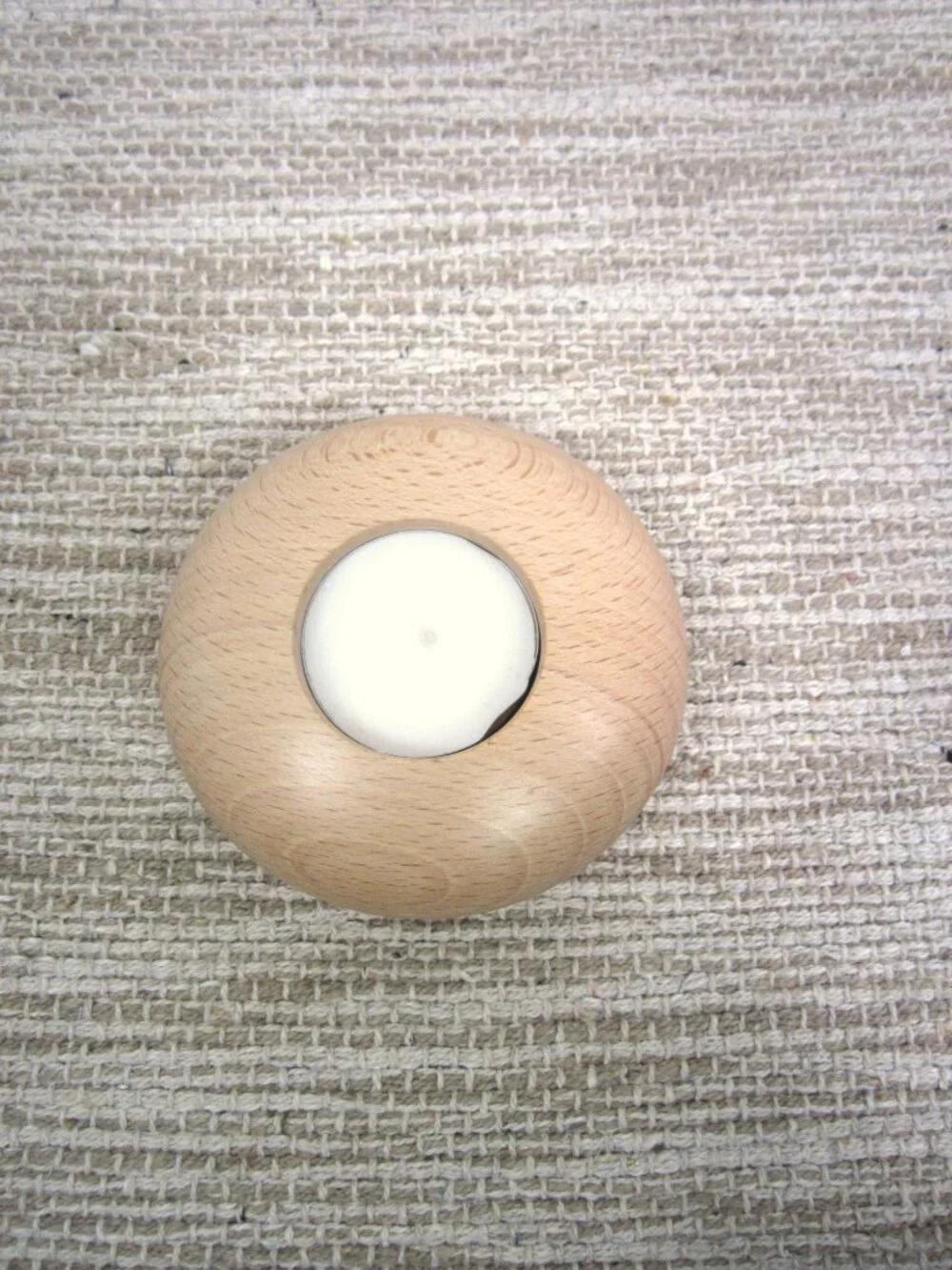 NEW Oak or Ash Wood Turned Tea Light Candle Holder Contemporary MCM Round Lite